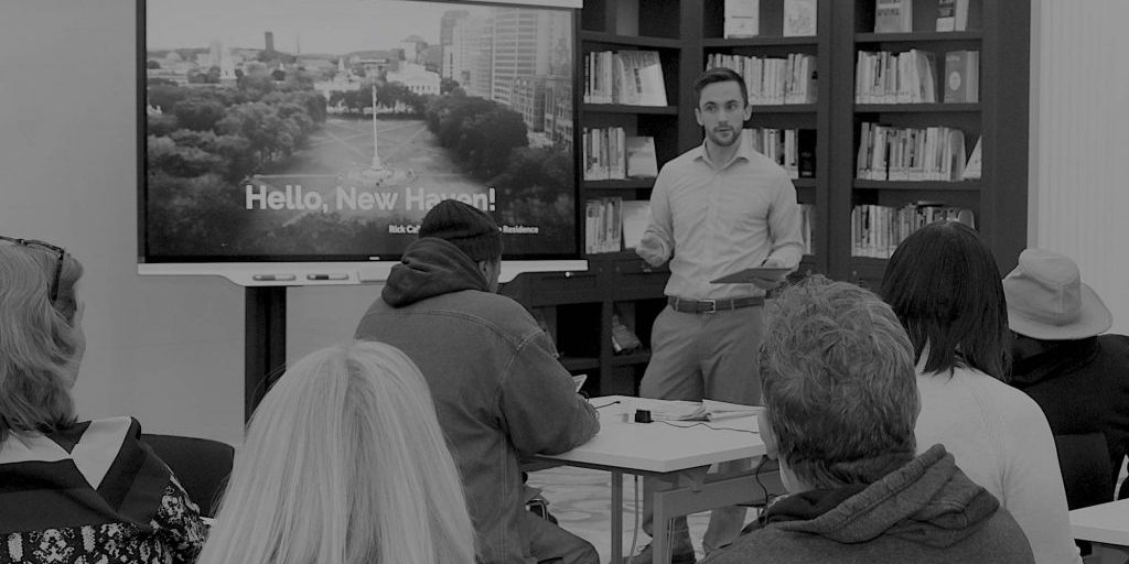 Rick Callahan teaching a class as the Entrepreneur in Residence for NHFPL